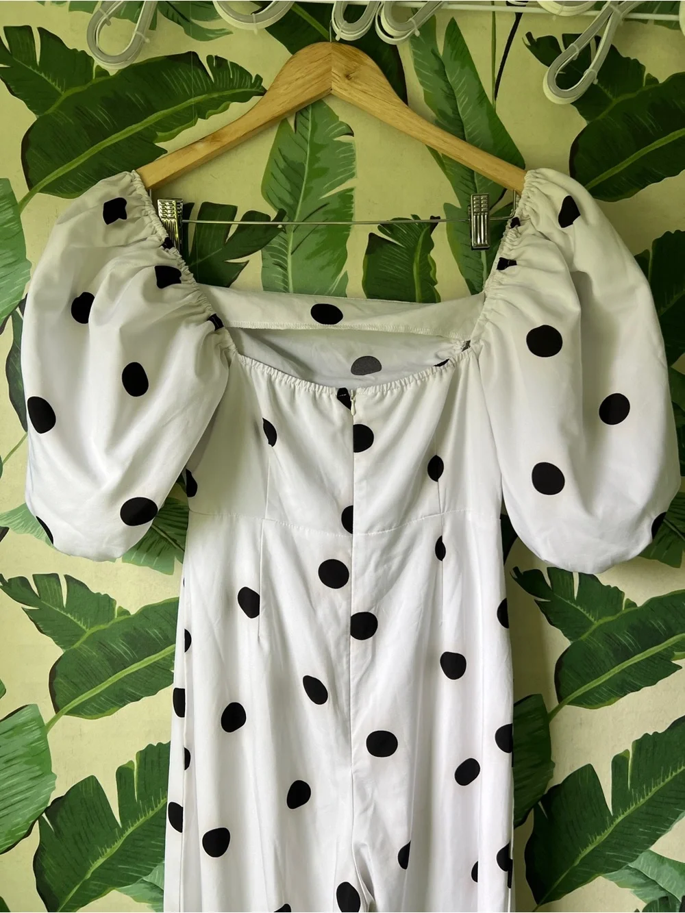 Nasty Gal White Black Polka Dot Puff Sleeve Jumpsuit Womens 2 - Picture 5 of 7